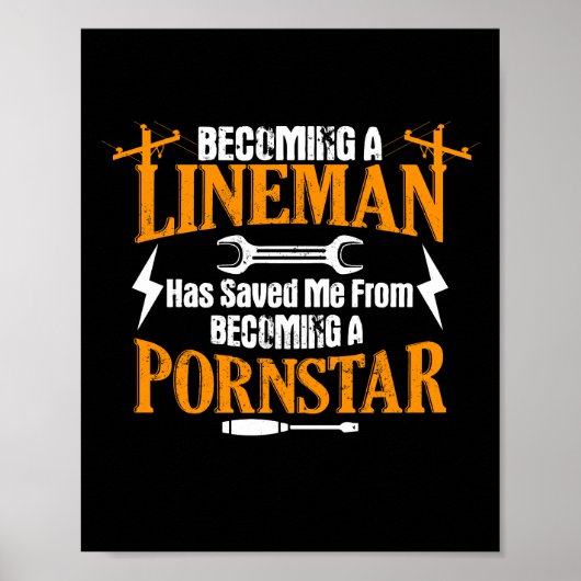 Funny Lineman Vater Men Electric Cable Lineman Poster (Vorne)