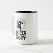 Funny Lineman Work Quote Lineman Night Shift Zweifarbige Tasse (Vorderseite Links)
