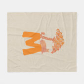 Funny Linen Look Red Cat Regenschirm Monogram Blan Fleecedecke (Vorderseite (Horizontal))
