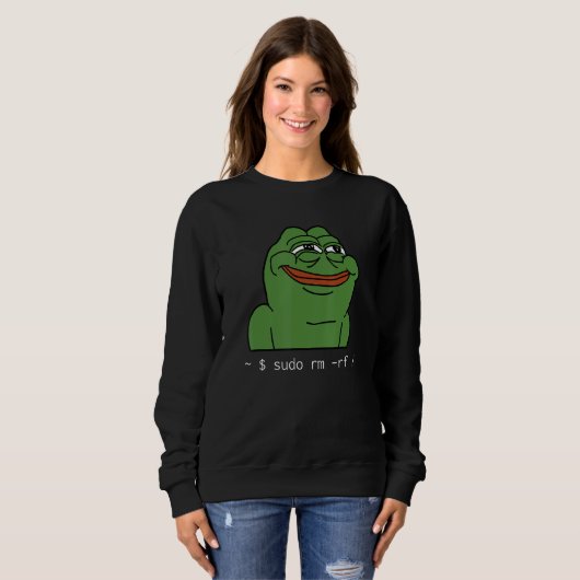 Funny Linux Meme Tux Sudo rm rf für Linux System Sweatshirt (Vorne ganz)