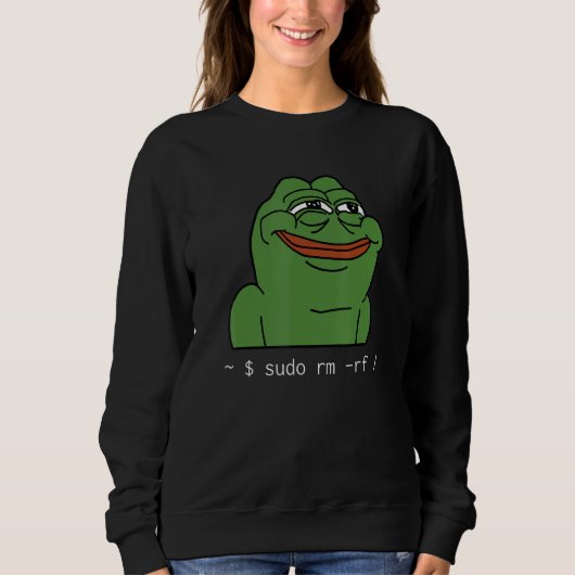 Funny Linux Meme Tux Sudo rm rf für Linux System Sweatshirt (Vorderseite)