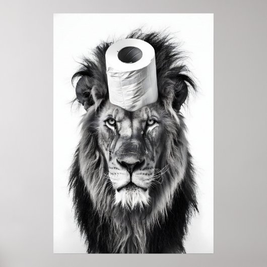 Funny Lion Bathroom Art Print, Toilet Paper Roll Poster (Vorne)