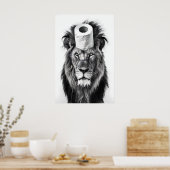 Funny Lion Bathroom Art Print, Toilet Paper Roll Poster (Küche)