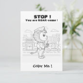 Funny LION Coloring Maze Classroom Valentine Card Dankeskarte (Stehend Vorderseite)