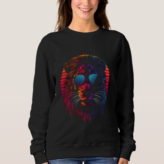 Funny Lion Cool Animal Lover Retro Art Cat King Su Sweatshirt (Vorderseite)