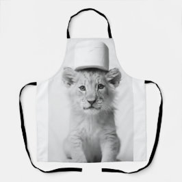 Funny Lion Cub Wearing Toilet Paper Hat Minimalist Schürze