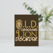 Funny Lion Gold auf Brown Postkarte (Stehend Vorderseite)