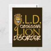 Funny Lion Gold auf Brown Postkarte (Vorne/Hinten)
