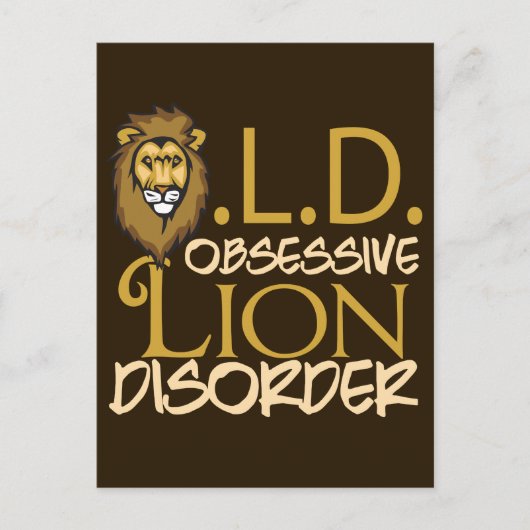 Funny Lion Gold auf Brown Postkarte (Vorderseite)