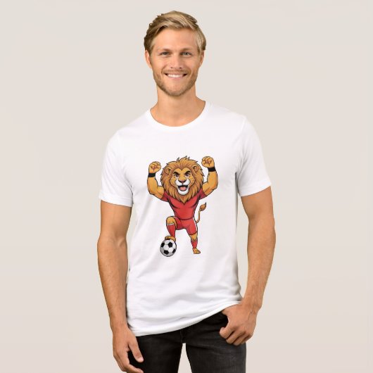 Funny Lion King plays football Tri-Blend Shirt (Vorderseite voll)