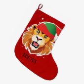 Funny Lion Safari Tiere Weihnachtskostüm Großer Weihnachtsstrumpf (Vorderansicht (hängend))