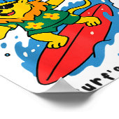 Funny Lion Surfing Summer Vacation Surf Day Boys G Poster (Ecke)