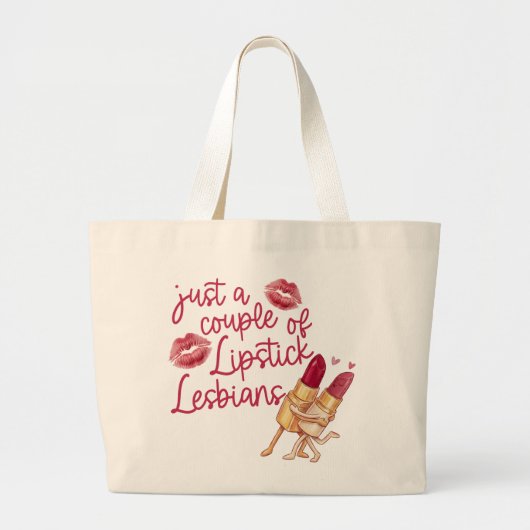 Funny Lipstick Lesbian Couple Valentine's Gift Jumbo Stoffbeutel (Vorne)