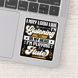 Funny Listening in meinem Kopf spiele ich Flute Aufkleber