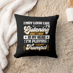 Funny Listening in meinem Kopf spiele ich Trumpet Kissen