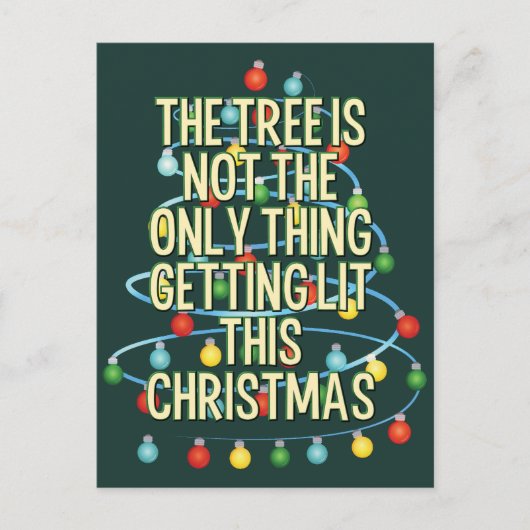 Funny Lit Christmas Tree Feiertagspostkarte (Vorderseite)