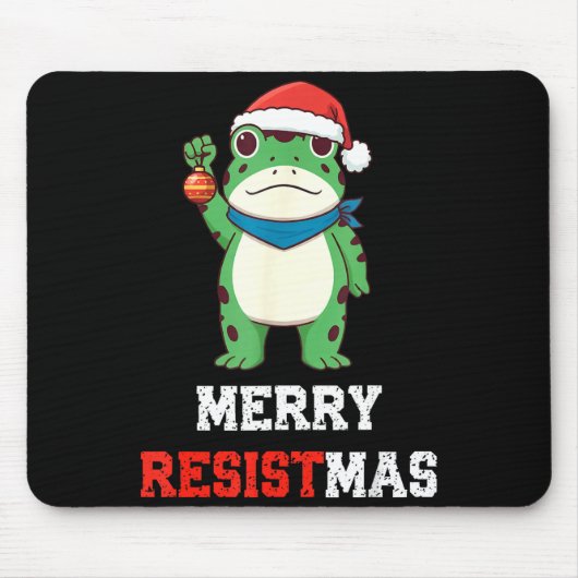 Funny Litical Frog Christmas Merry Resistmas 2025  Mousepad (Vorne)
