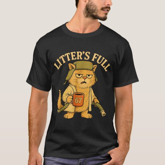 Funny Litter’s Full Cat Parody 67 Six Seven Meme T-Shirt (Vorderseite)