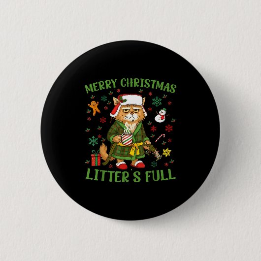 Funny Litter’s Full Cat Parody Tee Christmas Button (Vorderseite)
