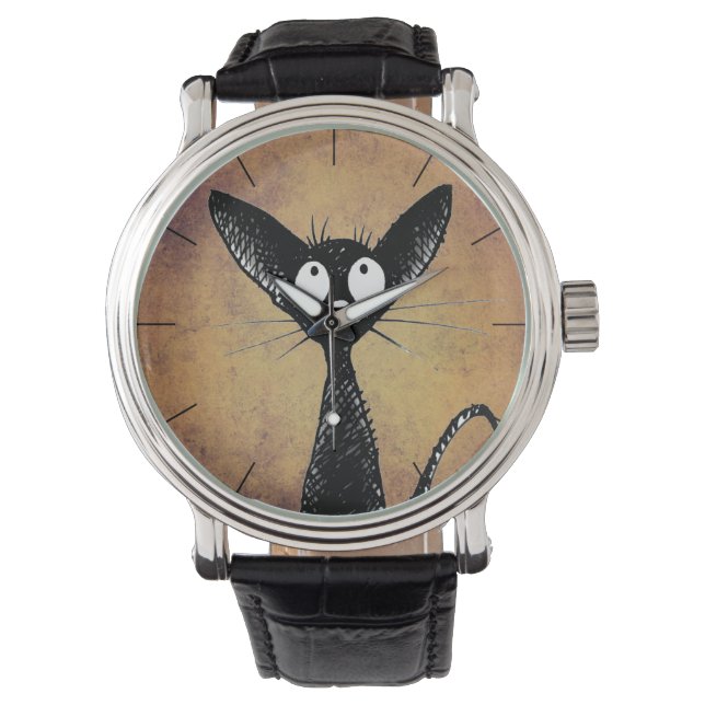 Funny Little Black Cat Armbanduhr (Vorderseite)