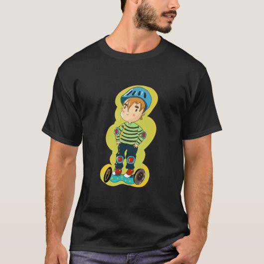 Funny Little Boy on Hoverboard Geschenk Idee Schoo T-Shirt (Vorderseite)