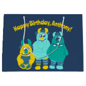 Funny Little Cartoon Monsters Boys Birthday Große Geschenktüte (Vorderseite)