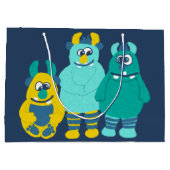 Funny Little Cartoon Monsters Boys Birthday Große Geschenktüte (Rückseite)
