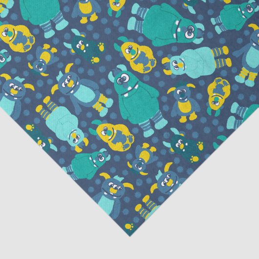 Funny Little Cartoon Monsters Boys Birthday Seidenpapier (Ausschnitt)