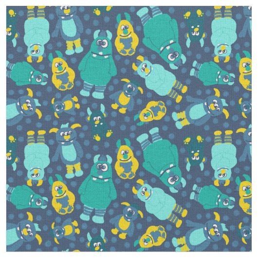 Funny Little Cartoon Monsters Boys Patterned Stoff (Nahaufnahme)