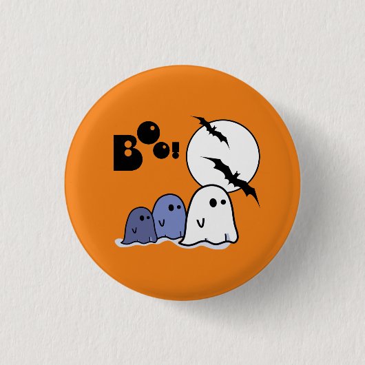 Funny Little Ghosts. Halloween-Geschenk Button (Vorderseite)