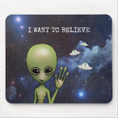 Funny Little Green Man Space Alien Sci Fi Galaxy Mousepad (Vorne)