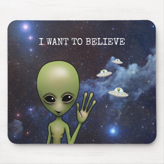 Funny Little Green Man Space Alien Sci Fi Galaxy Mousepad (Vorne)