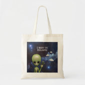 Funny Little Green Man Space Alien Sci Fi Galaxy Tragetasche (Vorne)