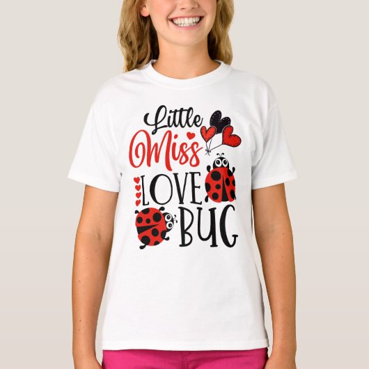 Funny Little Miss Liebe Bug Niedlicher Valentinsta T-Shirt (Vorderseite)