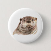 Funny Little Otter, Süße Tier Nature Button (Vorderseite)