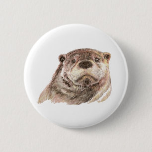 Funny Little Otter, Süße Tier Nature Button