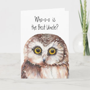 Funny Little Owl Best Uncle Birthday Bird Humor Karte