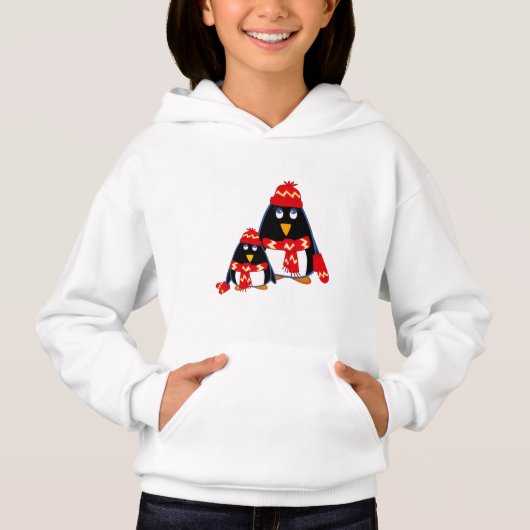 Funny Little Penguins Weihnachtsgeschenk Hoodie (Vorderseite)