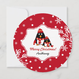 Funny Little Pinguins Custom Christmas Cards Feiertagskarte