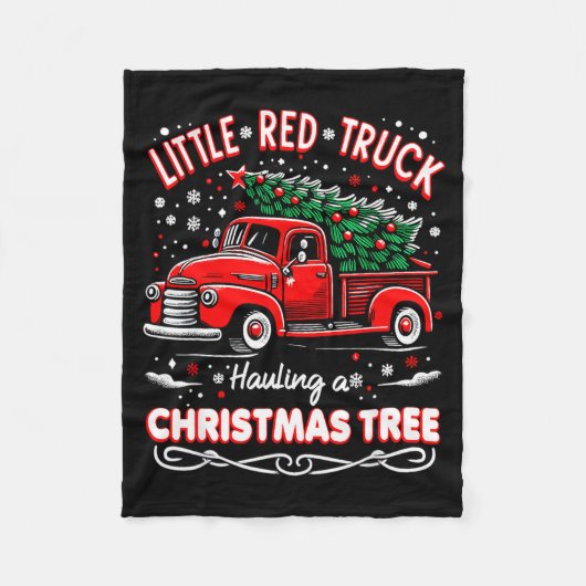 Funny Little Red Truck Hauling A Christmas Tree Xm Fleecedecke (Vorderseite)