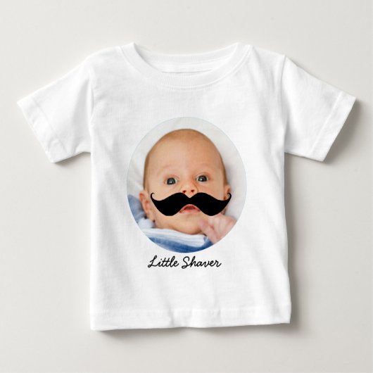 Funny Little Shaver Mustache mit Foto Son Baby T-shirt (Vorderseite)