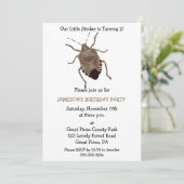 Funny Little Stinker Brown Stink Bug Geburtstag Einladung (Stehend Vorderseite)