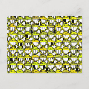 Funny Little Yellow Faces Pattern Postkarte