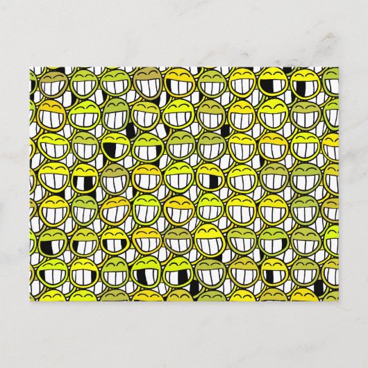 Funny Little Yellow Faces Pattern Postkarte (Vorderseite)