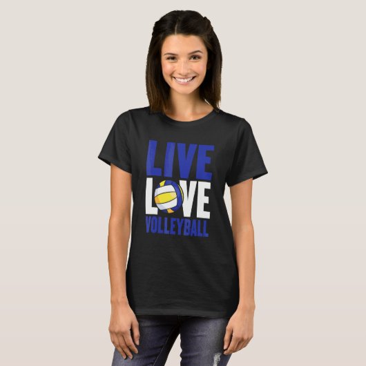 Funny Live Liebe Volleyball Grafik Damen und Herre T-Shirt (Vorne ganz)