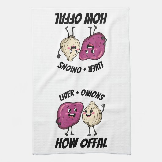 Funny Liver + Onions How Offal Food Jokes Geschirrtuch (Vertikal)