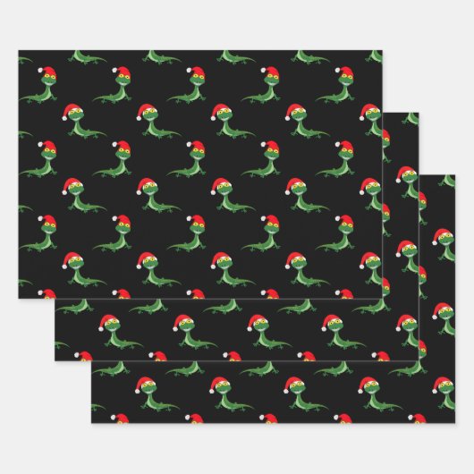 Funny Lizard Big Smile Face Frohe Weihnachten Weih Geschenkpapier Set (Set)
