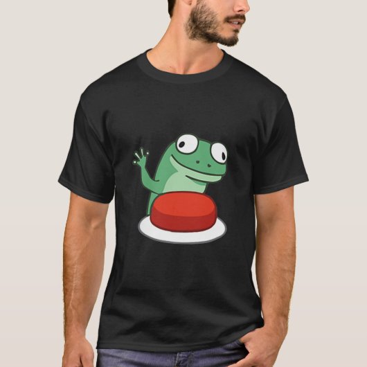 Funny Lizard Button Meme T-Shirt (Vorderseite)