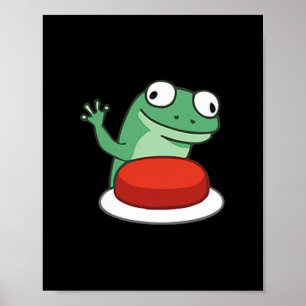 Funny Lizard Button Meme T - Shirt.png Poster