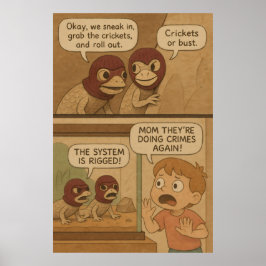 Funny Lizard Crime Heist Comic - Grillen oder Bust Poster